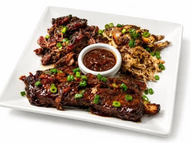 Jerk Platter (ribs, chicken or pork) at Bamboo Fire Cafe, Delray Beach